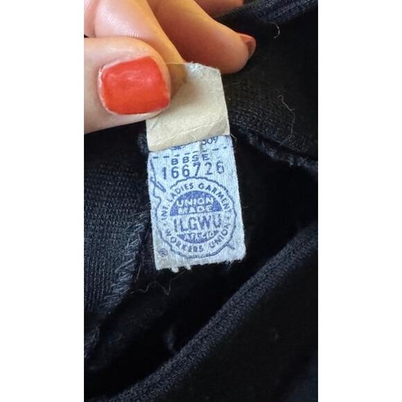 Vintage Act III Mod Black Wool Dress w/ Rhinestone Buttons - Picture 7 of 14